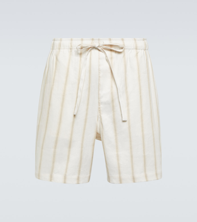 Commas Striped Linen-blend Shorts In White