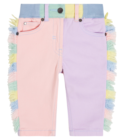 Stella Mccartney Baby Fringed Colorblock Jeans In Multicoloured