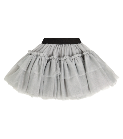 Monnalisa Kids' X Chiara Ferragni Ruffled Tulle Skirt In Silver