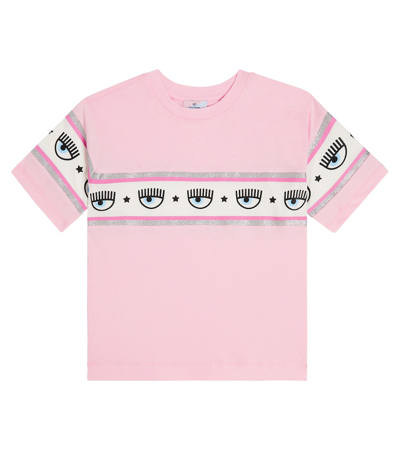 Monnalisa Kids' X Chiara Ferragni Eyestar Cotton Jersey T-shirt In Pink