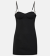 Area Crystal-embellished Wool-blend Crepe Mini Dress In Black