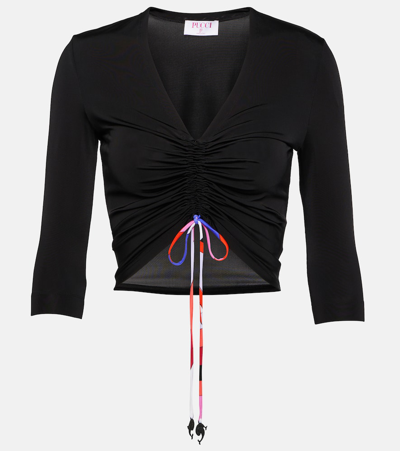 Pucci Draped-detailing V-neck Top In Black