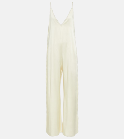 Jil Sander Scalloped Crêpe Jumpsuit In Neutrals