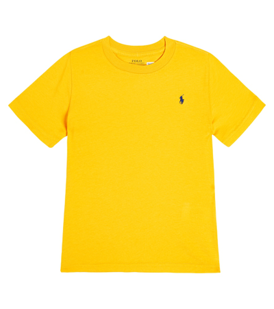 Polo Ralph Lauren Kids' 刺绣棉质针织t恤 In Yellow