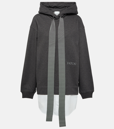 Patou Oversized Cotton Hoodie In Grey