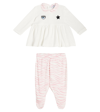 MONNALISA X CHIARA FERRAGNI BABY EYESTAR COTTON TOP AND PANTS SET