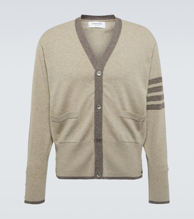 Thom Browne 4-bar Cashmere Cardigan In Beige