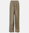 Gucci Gg Supreme Silk Pant In Brown