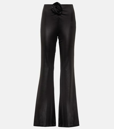 Rotate Birger Christensen Floral-appliqué High-rise Pants In Black