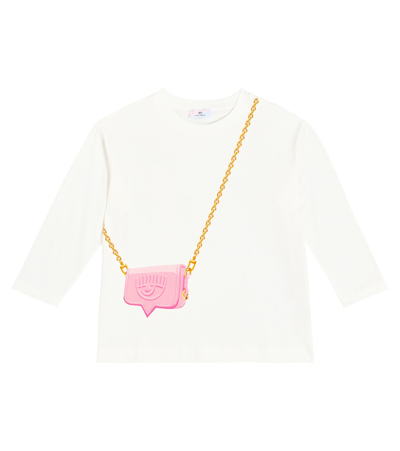 Monnalisa Kids' X Chiara Ferragni Printed Cotton Jersey Top In White