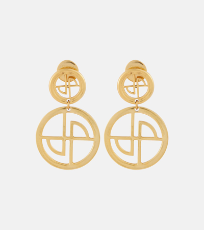 Patou Logo Drop Earrings In Gold