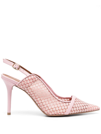 Malone Souliers Marion 85mm Mesh Slingback Pumps In Pink