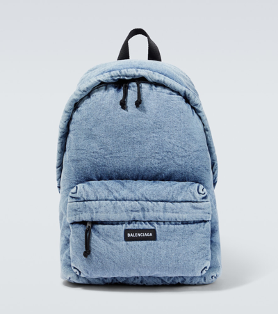Balenciaga Explorer Denim Backpack In Washed_blue