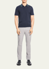 Theory Goris Tipped Solid Polo In Blt/jd Grn