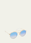 Ray Ban Round Double-bridge Flash Sunglasses In Gold/blue
