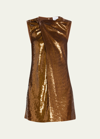 BURBERRY ANAIS SEQUINED TWIST-FRONT SHIFT MINI DRESS