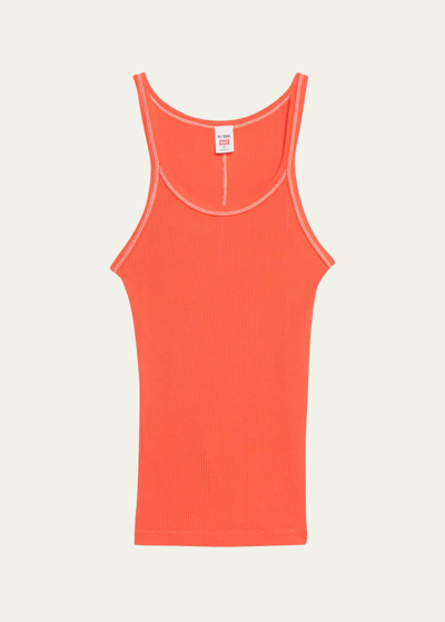 Re/done Ribbed Scoop-neck Tank Top In Scarlet