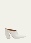 Bottega Veneta Leather Tex Mules With Covered Heel 10cm In 9013 White