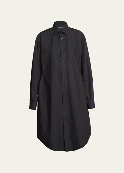 Balenciaga Button-front Shirtdress In Noir