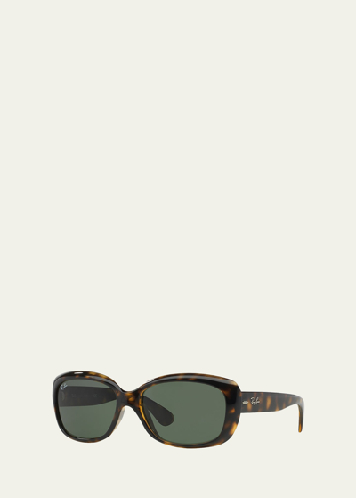 Ray Ban Gradient Nylon Rectangle Sunglasses In Havana/green