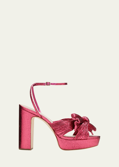 Loeffler Randall Women's Natalia Pleated Platform High Heel Sandals In Fuchsia