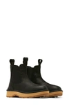 Sorel Black Leather Chelsea Boots In Black/ Elk