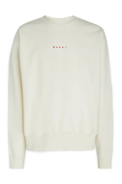 Marni Off-white Printed Sweatshirt In L1w02 Natural White
