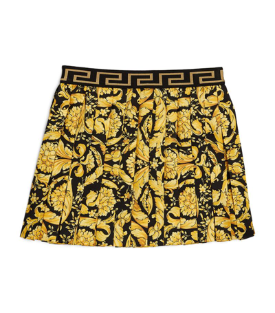 Young Versace Kids' Barocco Pleated Skirt (4-14 Years) In Gold