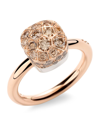 POMELLATO MIXED GOLD AND BROWN DIAMOND NUDO SOLITAIRE PETIT RING