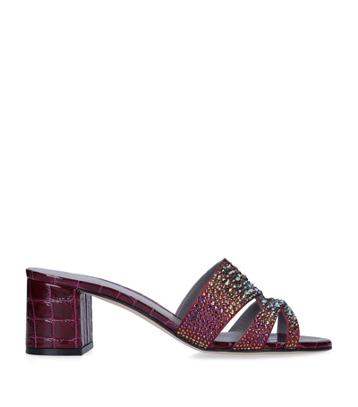 Gina Womens Wine Comb Orsay Crystal-embellished Leather Sandals