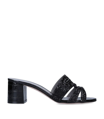 Gina Womens Black Orsay Crystal-embellished Leather Sandals