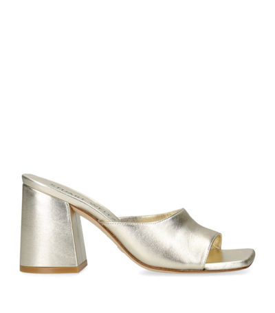 Stuart Weitzman Metallic Leather Tia Mules 85 In Gold