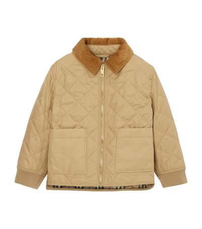 Burberry Kids' Diamond-quilted Corduroy-collar Jacket In Brown