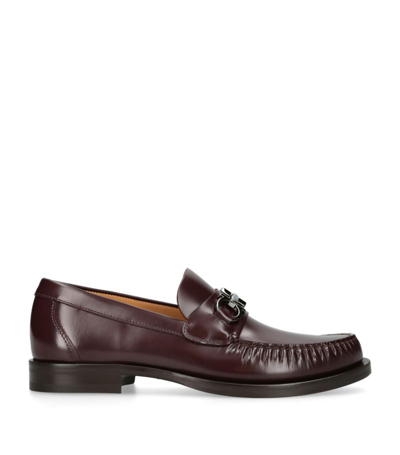 Ferragamo Leather Fort Gancho Loafers In Brown