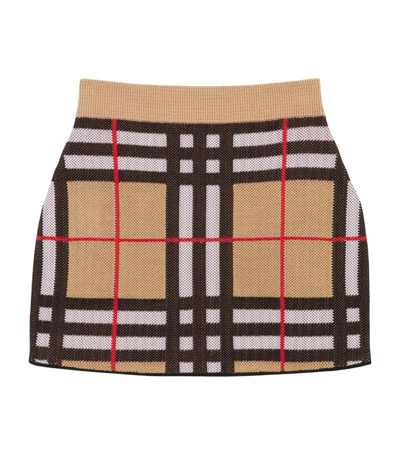 Burberry Check Technical Cotton Mini Skirt In Archive Beige