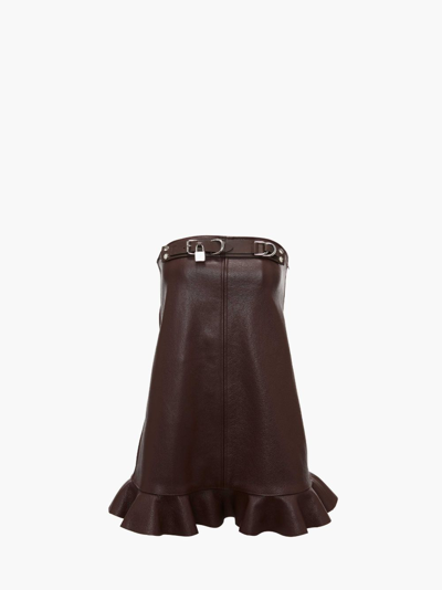 Jw Anderson Padlock-detail Leather Minidress In Brown