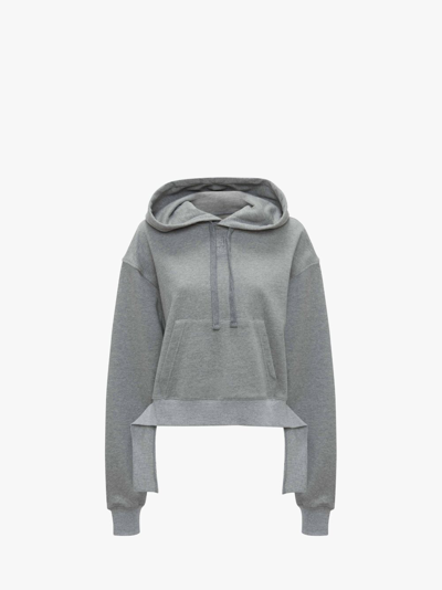 Jw Anderson Deconstructed Cropped Hoodie In Grey