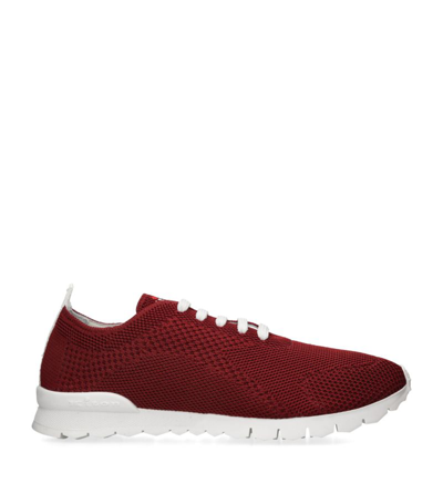 Kiton Woven Low-top Sneakers In Burgundy