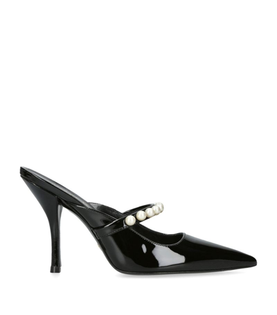 Stuart Weitzman Goldie Pearly-strap Slingback Pumps In Black