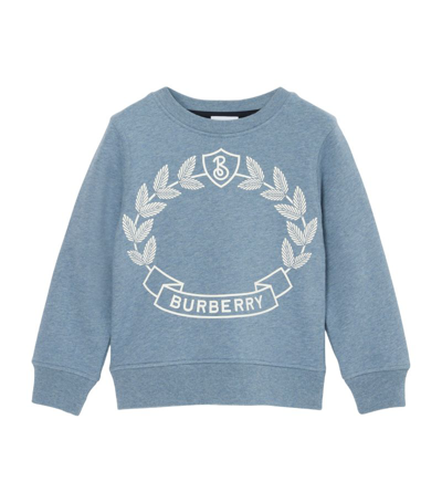 Burberry Kids' Oak Leaf Crest Cotton Sweatshirt In Smokey Slate Blue Melange