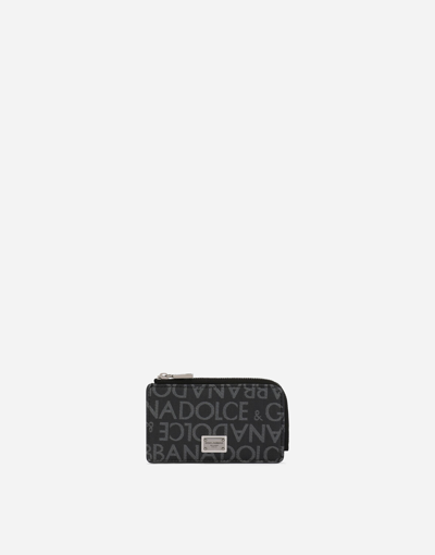 Dolce & Gabbana Coated Jacquard Card Holder In Multicolor