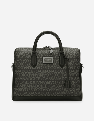 Dolce & Gabbana Coated Jacquard Briefcase In Multicolor