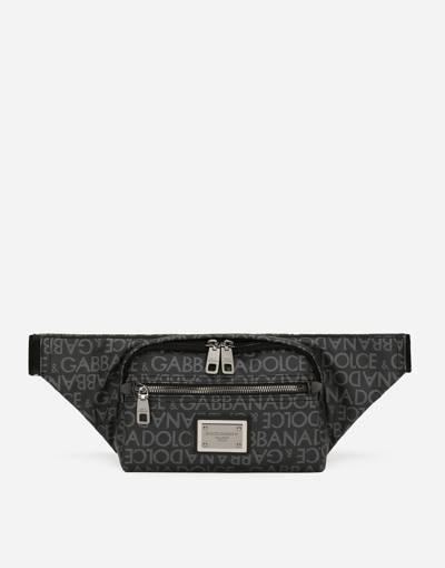 Dolce & Gabbana Small Coated Jacquard Belt Bag In Multicolor
