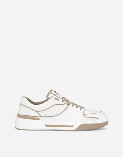 Dolce & Gabbana New Roma Leather Sneakers In Beige