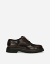 Dolce & Gabbana Perforated Calf Leather Lace-up Shoes In Brown
