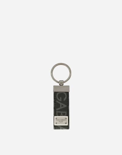 Dolce & Gabbana Coated Jacquard Fabric Keychain In Multicolor