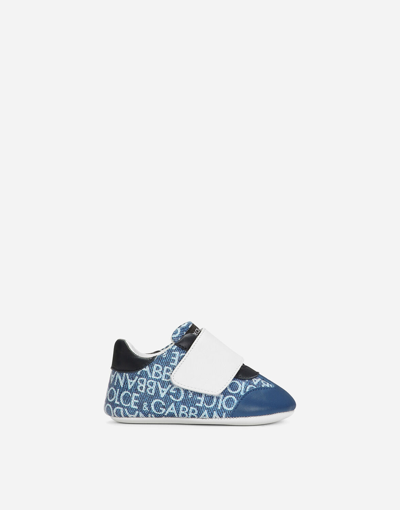 Dolce & Gabbana Babies' Nappa Leather Trainers In Denim