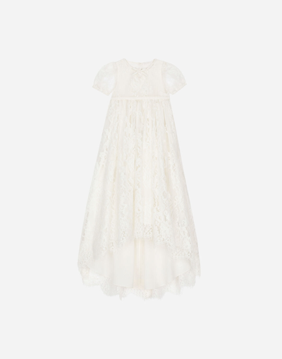 Dolce & Gabbana Babies' Lace Detailed Ceremony Dress In Multicolor