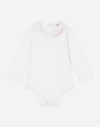 Dolce & Gabbana Long-sleeved Babygrow With Embroidered Collar In White