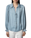 Zadig & Voltaire Tilan Satin Long-sleeve Blouse